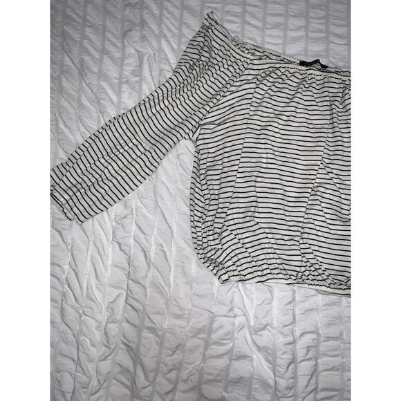 Hippie Chic Women’s Off-the-Shoulder Striped Peasant Top Cropped 3X - Picture 4 of 6